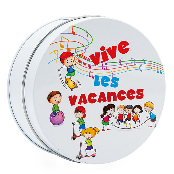 ava Doos Metaal "Vive Les Vacances" H 5cm Ø 10cm