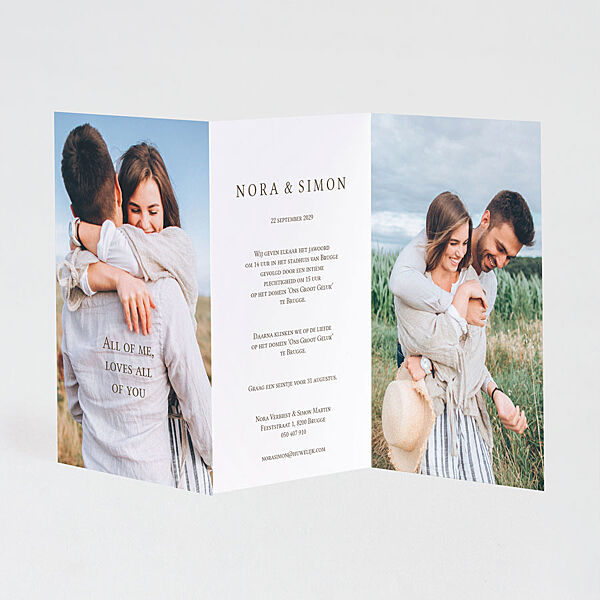 Ava Drieluik Trouwkaart Met Foto's In Kalkomslag