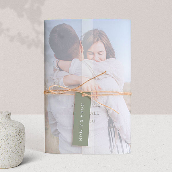 ava Drieluik trouwkaart met foto's in kalkomslag