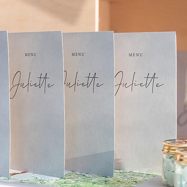Ava Dubbele Menukaart Grijsgroen Met Naam