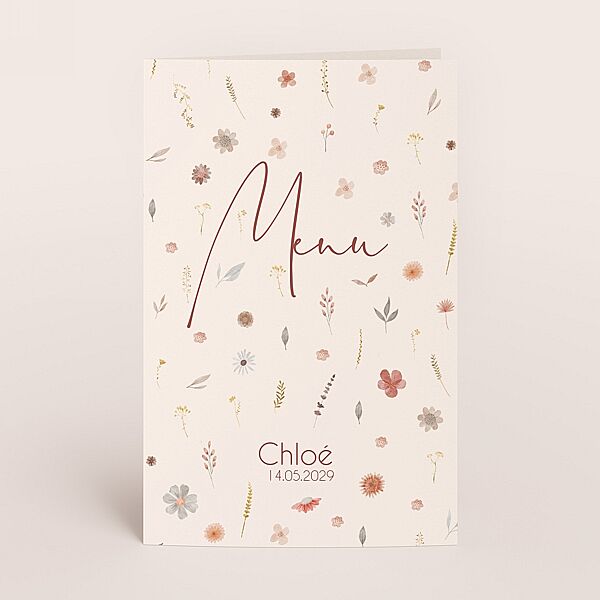 ava Dubbele menukaart met bloemetjes