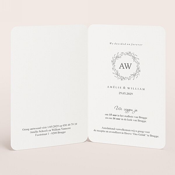 Ava Eco Trouwkaart Met Witte Bloemenkrans