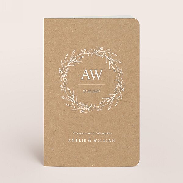 ava Eco trouwkaart met witte bloemenkrans