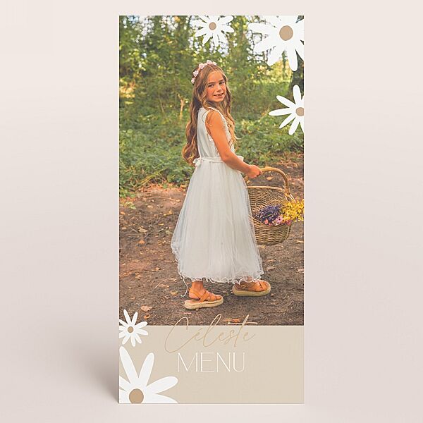 ava Enkele menukaart met foto en madeliefjes
