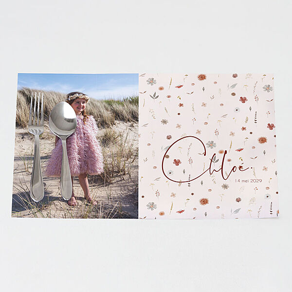 ava Fleurige placemat met droogbloemen en foto