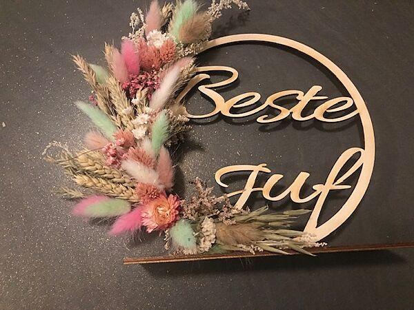 ava Flowerhoop Hout "Beste Juf" Ø 20cm