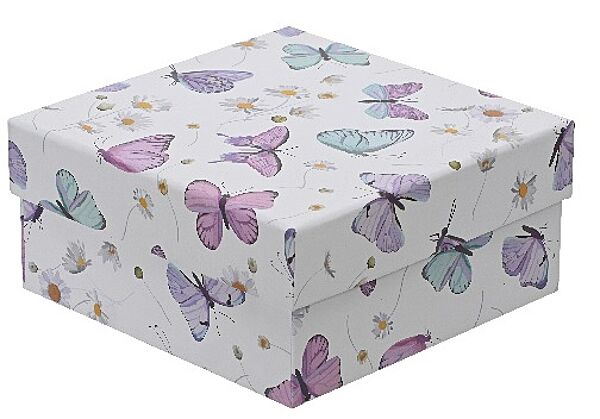 ava Geschenkdoos Wit Met Vlinders 13x13x6cm