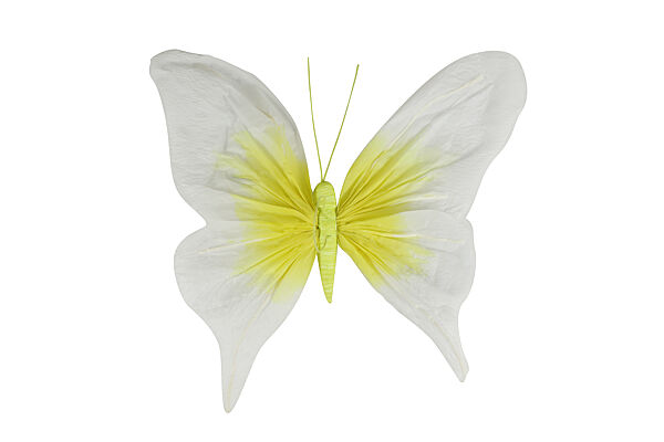ava Hangdeco Vlinder Wit /Geel Papier 36x32x3cm