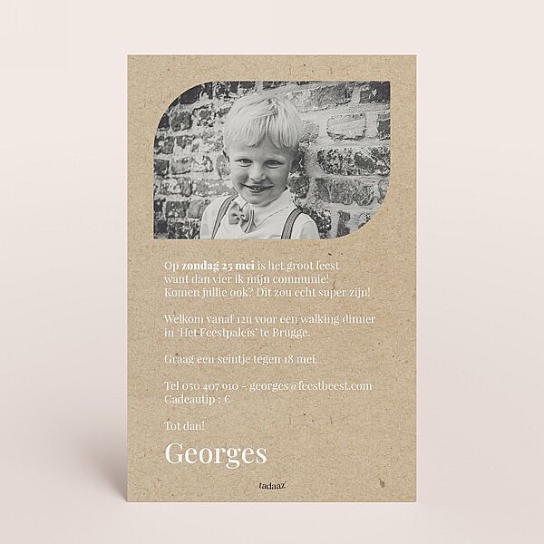 Ava Hippe Communie Uitnodiging In Ecolook Met Foto