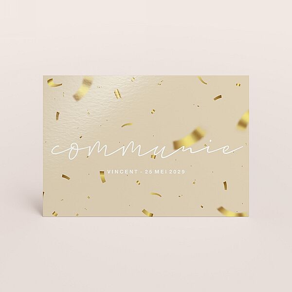 ava Hippe communie uitnodiging met confetti