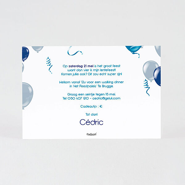 Ava Hippe Lentefeest Uitnodiging Met Ballonnen