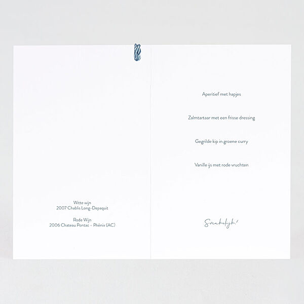 Ava Hippe Menukaart Met Blauwe Tassel