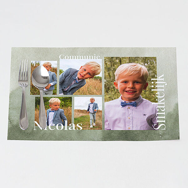 ava Hippe placemat groen aquarel met fotocollage