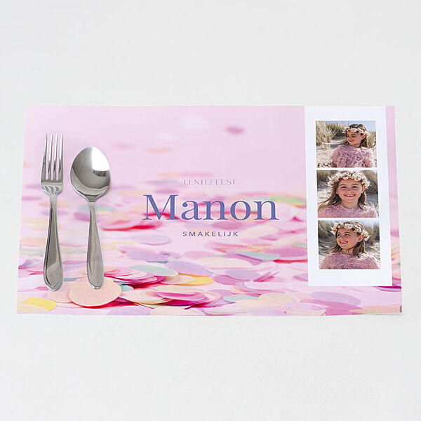 ava Hippe placemat met foto's en confetti