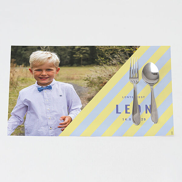 ava Kleurrijke placemat met streepjes en foto