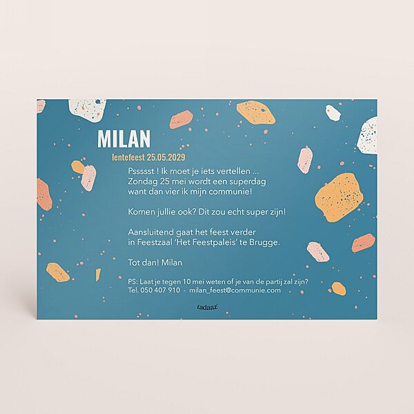 Ava Lentefeest Uitnodiging Terrazzo Met Folie