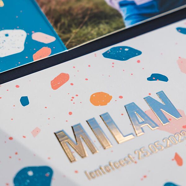 Ava Lentefeest Uitnodiging Terrazzo Met Folie