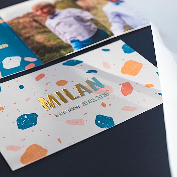 Ava Lentefeest Uitnodiging Terrazzo Met Folie