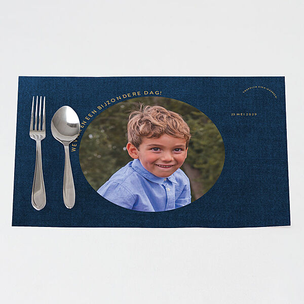 ava Linnenlook placemat met foto en tekst