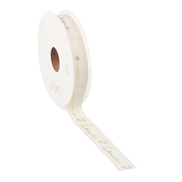 ava Lint Ecru "Love" Written 1 5cm x 3m