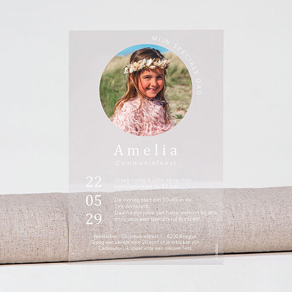 ava Origineel communiekaartje met foto op plexi