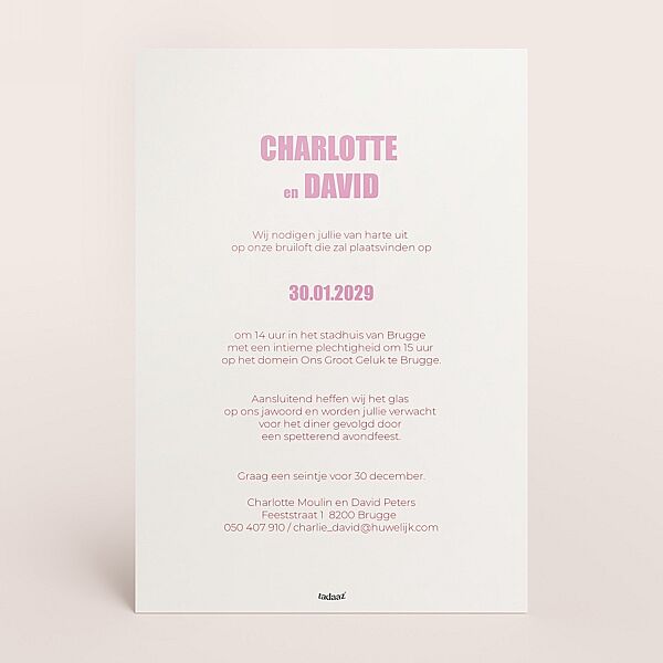 Ava Originele Trouwkaart Met Hoogglans Letters