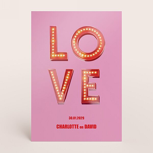 ava Originele trouwkaart met hoogglans letters