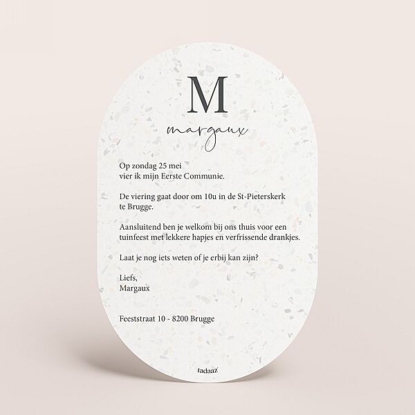 Ava Ovaal Communiekaartje Met Terrazzo Blauw