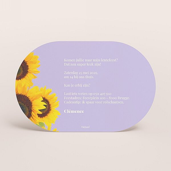Ava Ovale Lentefeestuitnodiging Met Zonnebloemen