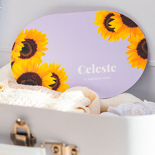 Ava Ovale Lentefeestuitnodiging Met Zonnebloemen