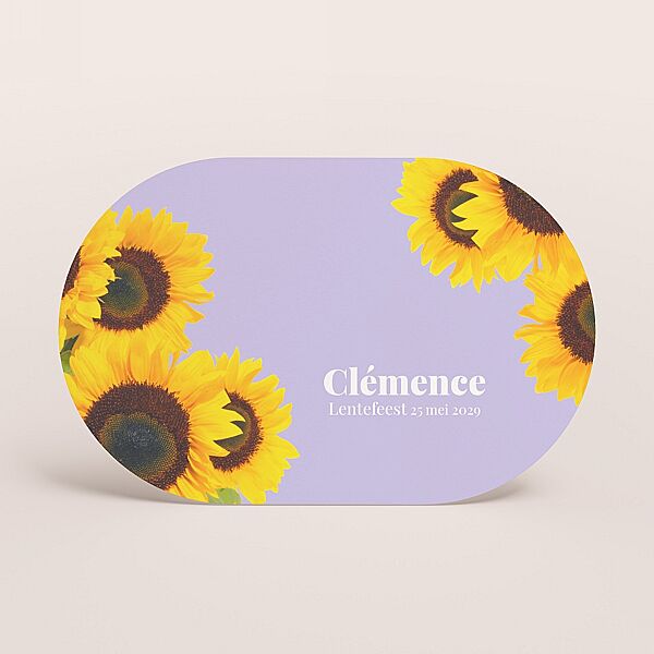 ava Ovale lentefeestuitnodiging met zonnebloemen