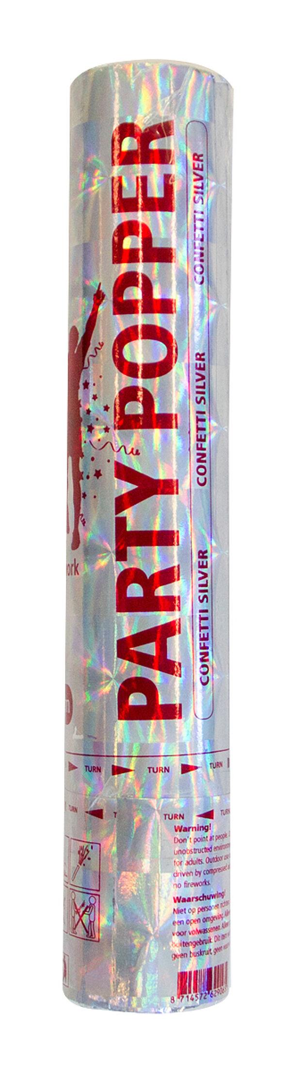 ava Partypopper Confetti Zilver 28cm