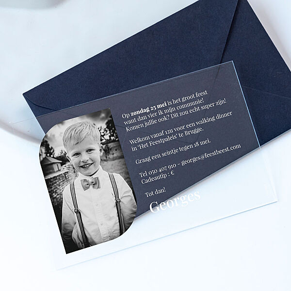 ava Plexi communiekaartje met foto