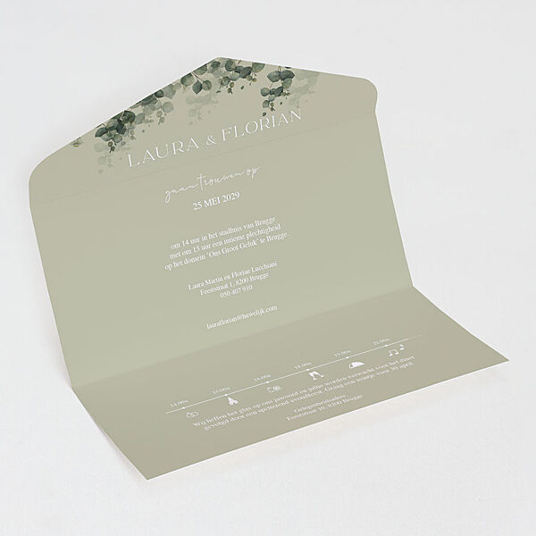 Ava Pocketfold Trouwkaart Envelop Met Eucalyptus