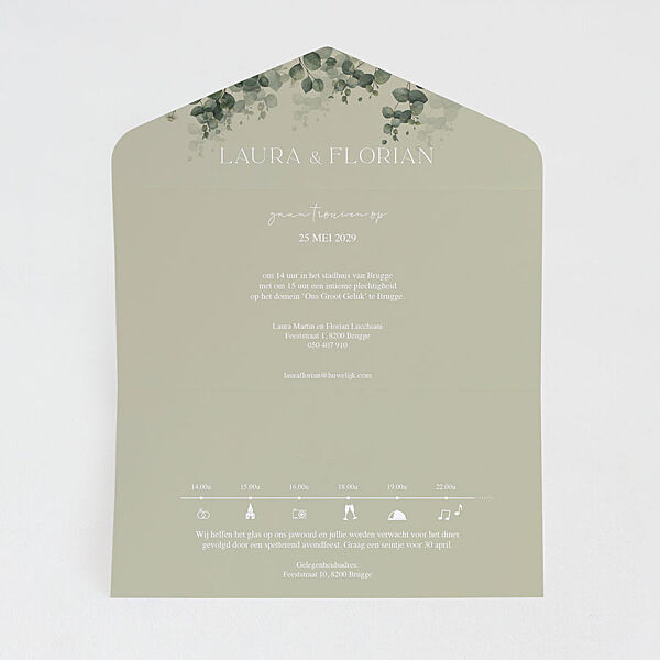 Ava Pocketfold Trouwkaart Envelop Met Eucalyptus