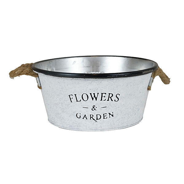 ava Pot Zink Grijs Jute Handvaten H 10cm Ø 22 5cm