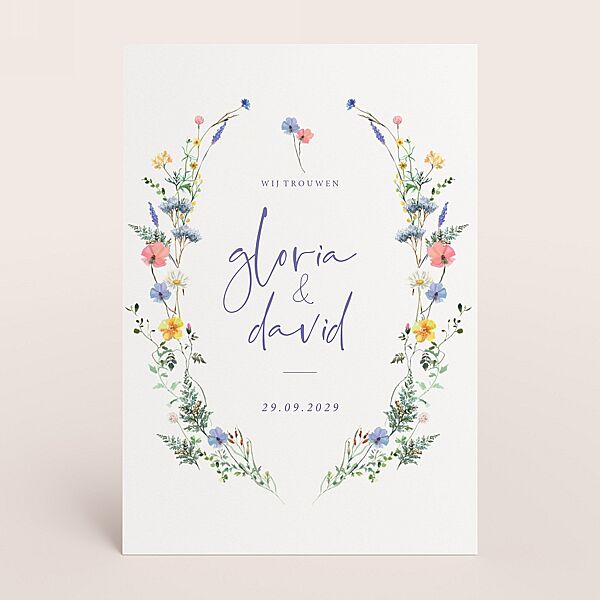 ava Romantische trouwkaart met bloemen A5