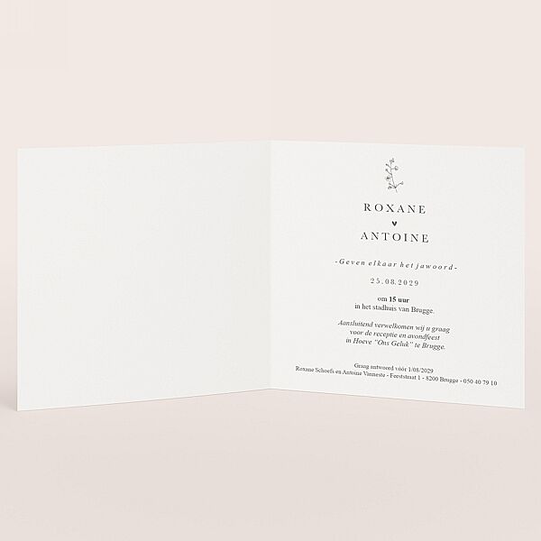 Ava Romantische Trouwkaart Met Fijne Bloemen