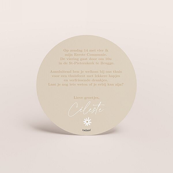 Ava Ronde Communie Uitnodiging Met Madeliefjes