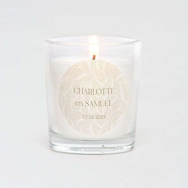 Ava Ronde Naamsticker Met Beige Bladmotief (4 4 Cm)