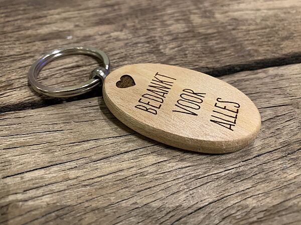 ava Sleutelhanger Hout "Bedankt Voor Alles"