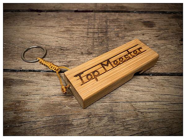 ava Sleutelhanger Hout "Top Meester"
