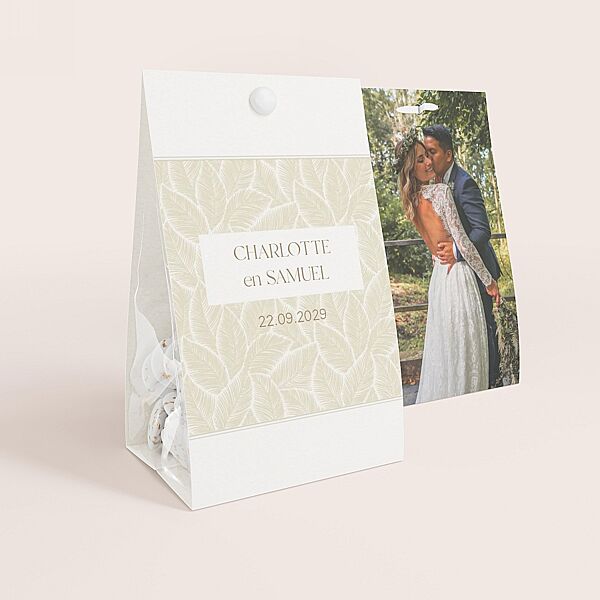 ava Snoepzakje met beige bladmotief en foto
