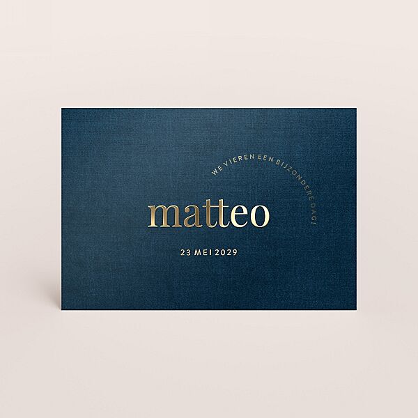 ava Stijlvolle communieuitnodiging met goudfolie