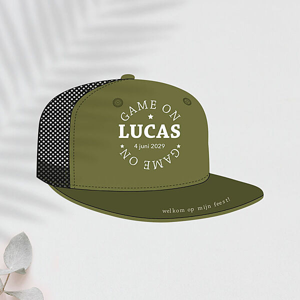 ava Stoer communiekaartje in de vorm van een pet