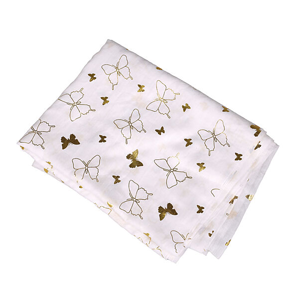 ava Tafelloper Wit Met Gouden Vlinders 3m x 48cm