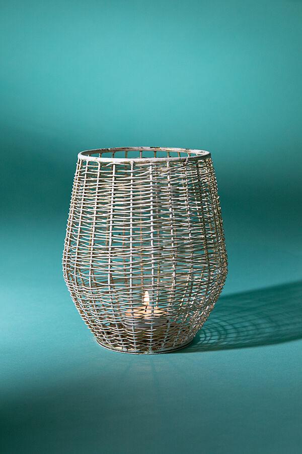 Ava Theelichthouder Metaal Wit/Goud H 17cm Ø 15cm