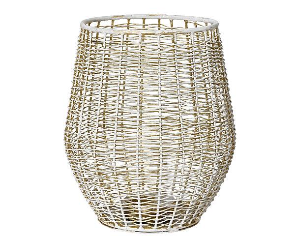 ava Theelichthouder Metaal Wit/Goud H 17cm Ø 15cm