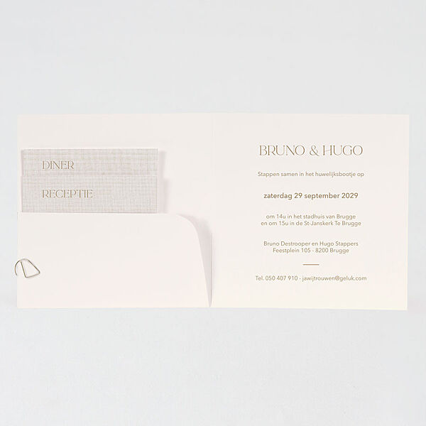 Ava Trouwkaart Linnen Look Met Folie En Foto