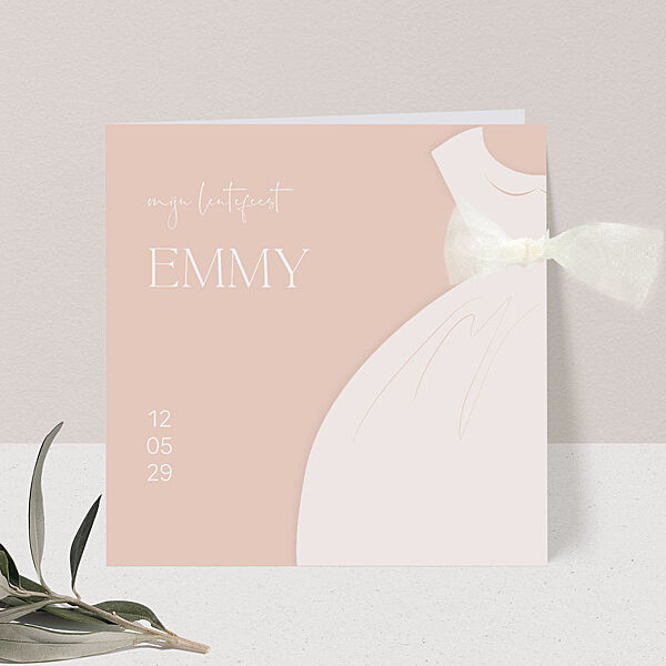 ava Uitnodiging communie met jurkje en strik